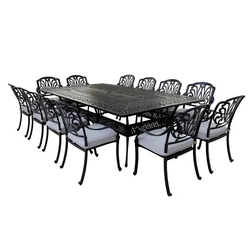 Ensemble de salle à manger Manasquan 13 pièces en aluminium couleur canon de fusil par Havenside Home