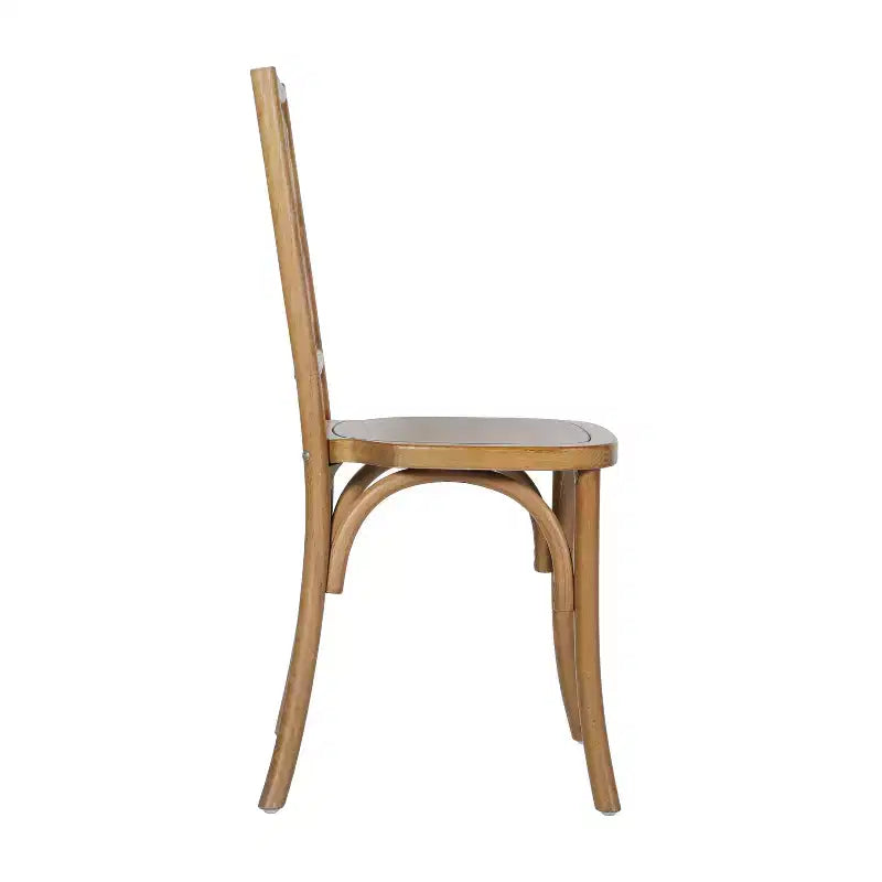 Lot de 2 chaises de salle à manger en bois massif avec conception empilable, dossier orné et finition élégante