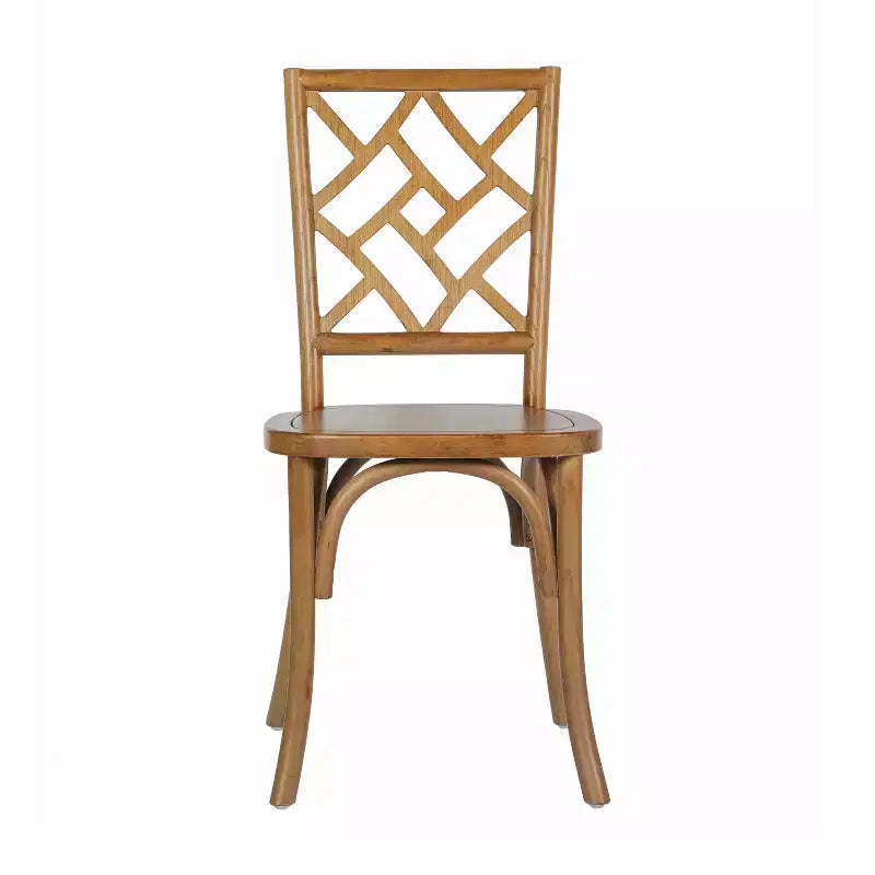 Lot de 2 chaises de salle à manger en bois massif avec conception empilable, dossier orné et finition élégante