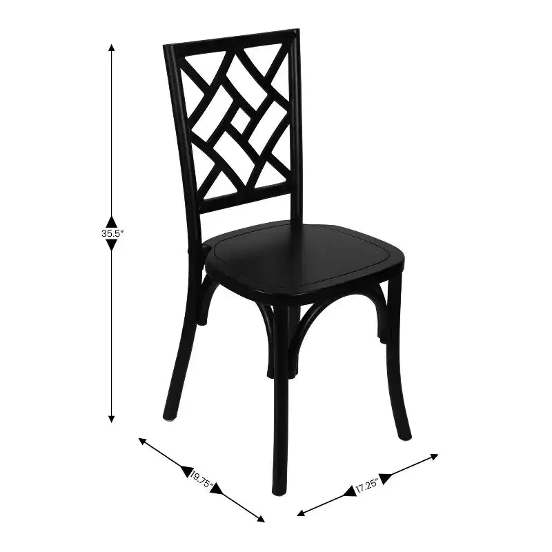 Lot de 2 chaises de salle à manger en bois massif avec conception empilable, dossier orné et finition élégante