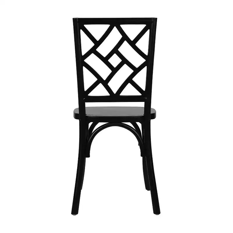 Lot de 2 chaises de salle à manger en bois massif avec conception empilable, dossier orné et finition élégante