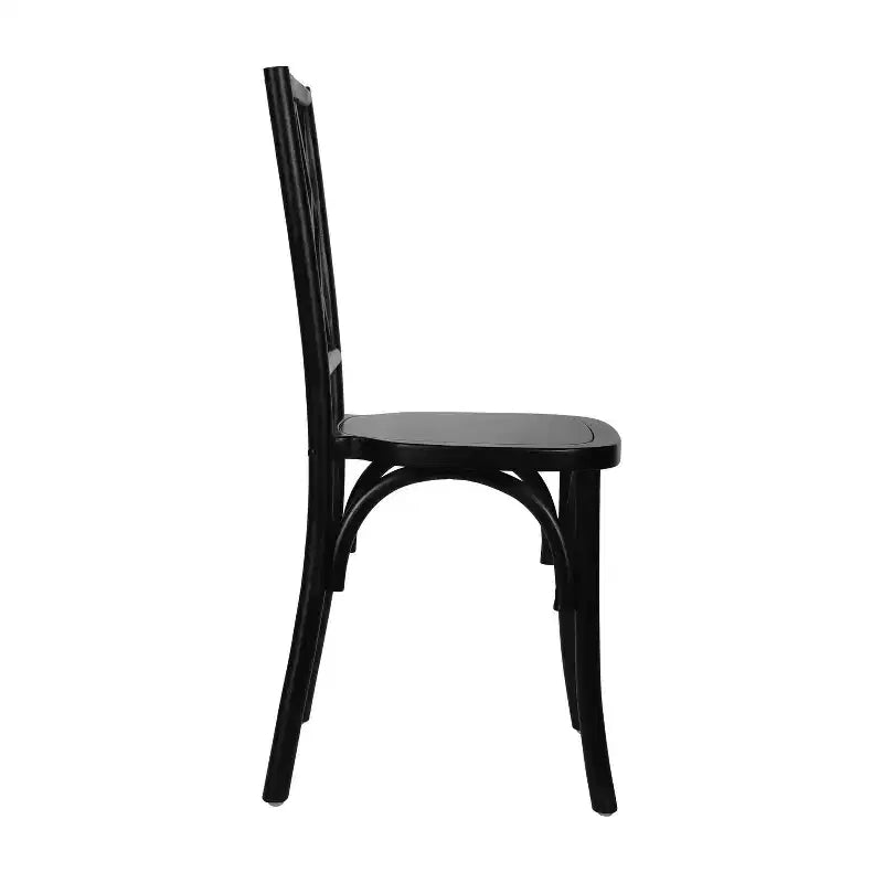 Lot de 2 chaises de salle à manger en bois massif avec conception empilable, dossier orné et finition élégante