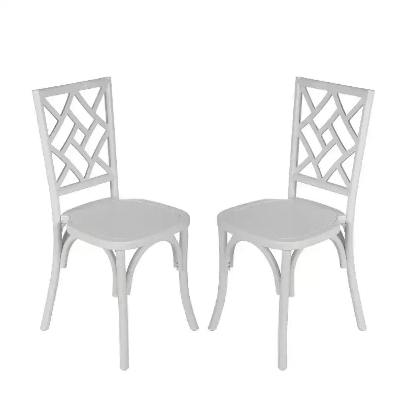 Lot de 2 chaises de salle à manger en bois massif avec conception empilable, dossier orné et finition élégante