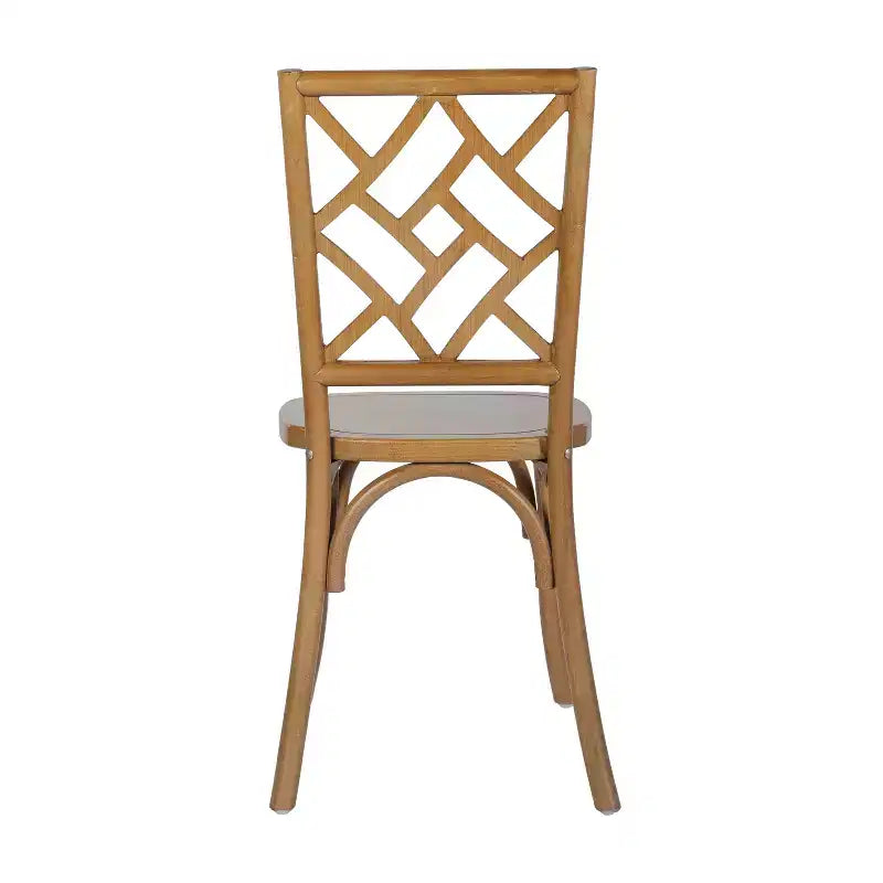 Lot de 2 chaises de salle à manger en bois massif avec conception empilable, dossier orné et finition élégante