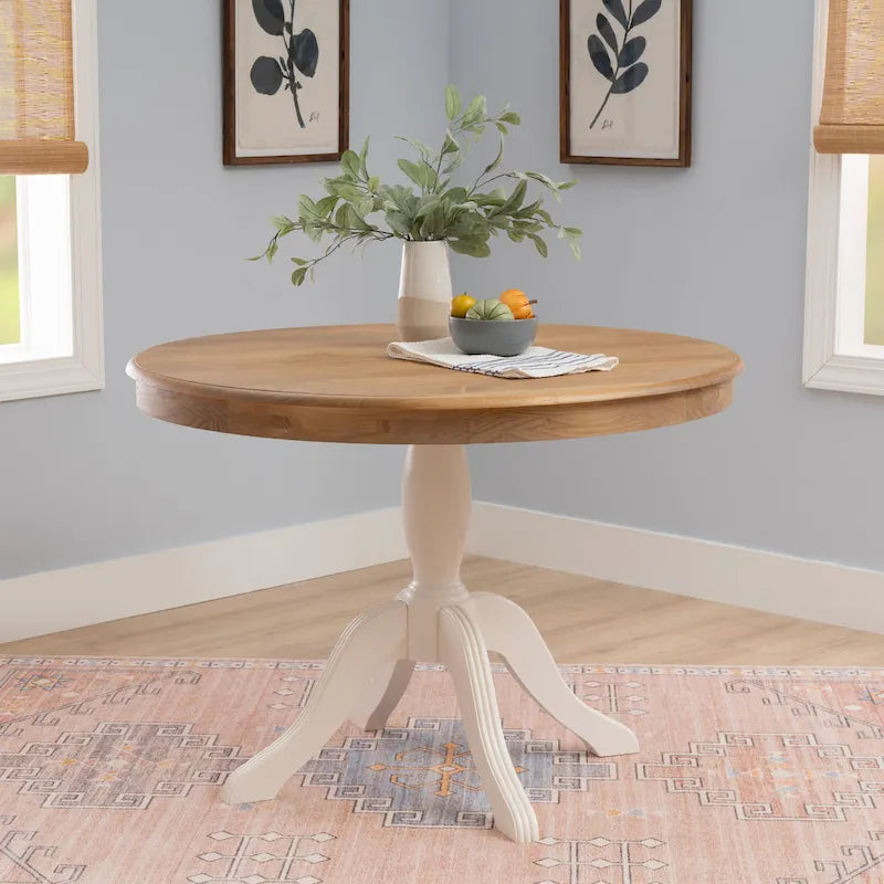 Table ronde à pied central en bois massif