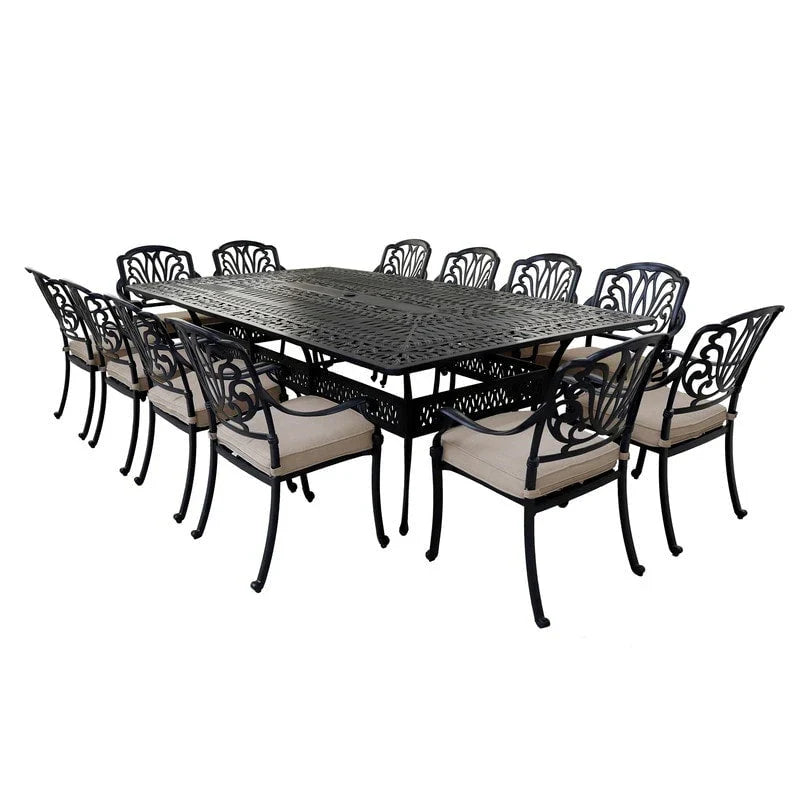 Ensemble de salle à manger Manasquan 13 pièces en aluminium couleur canon de fusil par Havenside Home