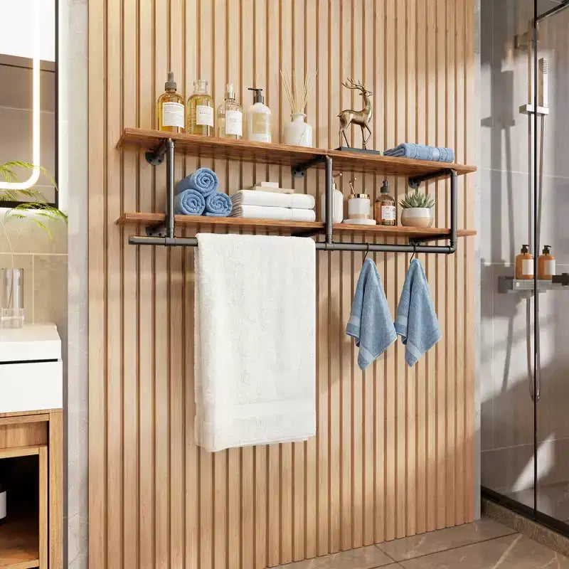 Étagère à vêtements 2 niveaux Besiost avec tringle à suspendre, étagères à vêtements avec étagère supérieure