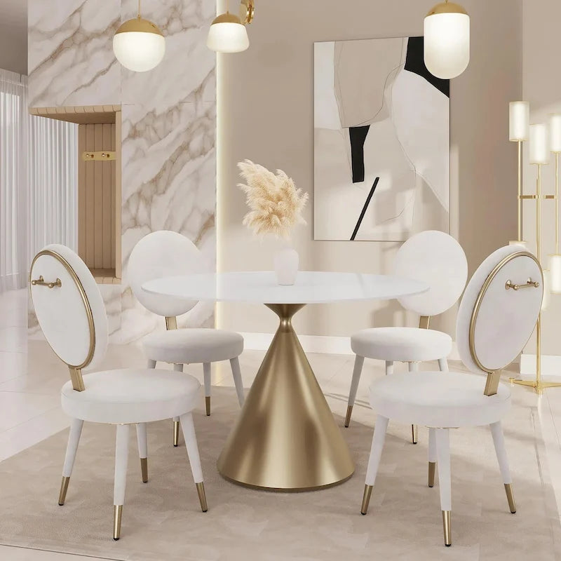 Ensemble de table et de chaises de salle à manger rondes Morden Fort Modern Luxury 5 pièces